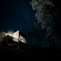 Salla wilderness Lodges night time outside