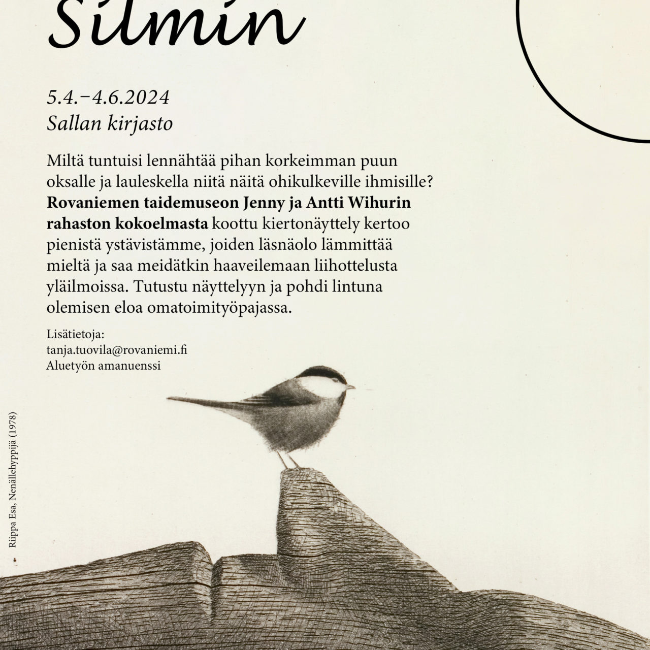 Linnun Silmin - Rovaniemen taidemuseon kiertonäyttely Sallan kirjastossa